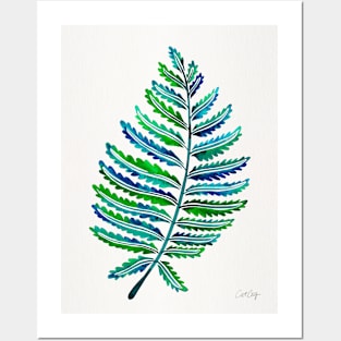 fern leaf blue green Posters and Art